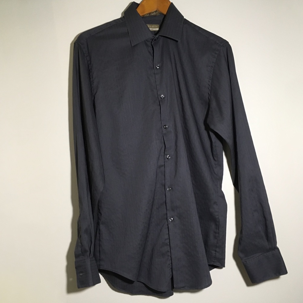 Van Huesen Fitted Dress Shirt L/S B/U Collared SzM